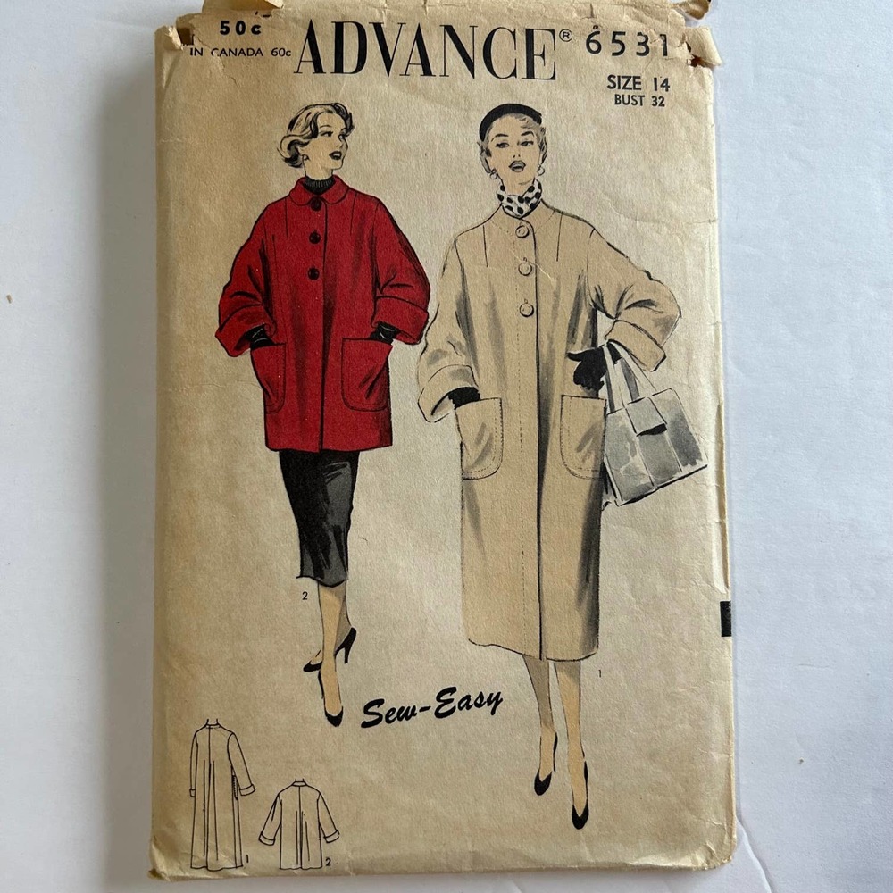 Advance Sew Easy Vintage Pattern #6531 Misses Coat Size 14 Bust 32 HTF RARE